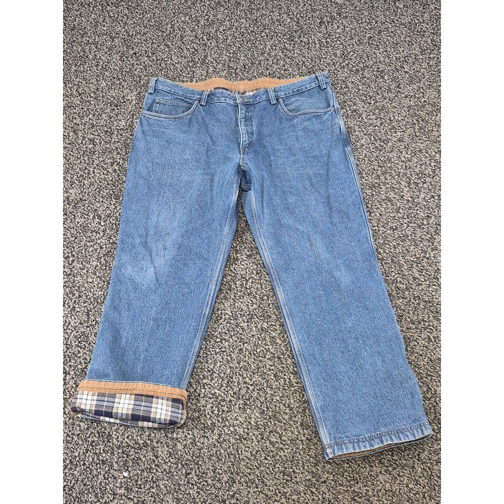 Duluth Trading Jeans Men 46x32 Ballroom‎ Plaid Flannel Lined